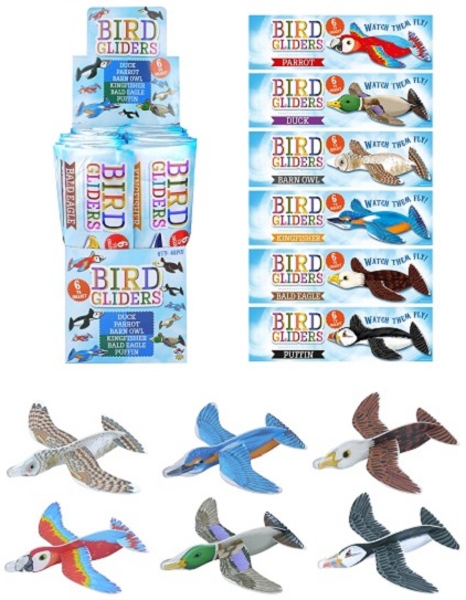 48 STUKS | Uitdeelcadeautjes - Fighter Gliders - Model: Vogels in Display (48 stuks)